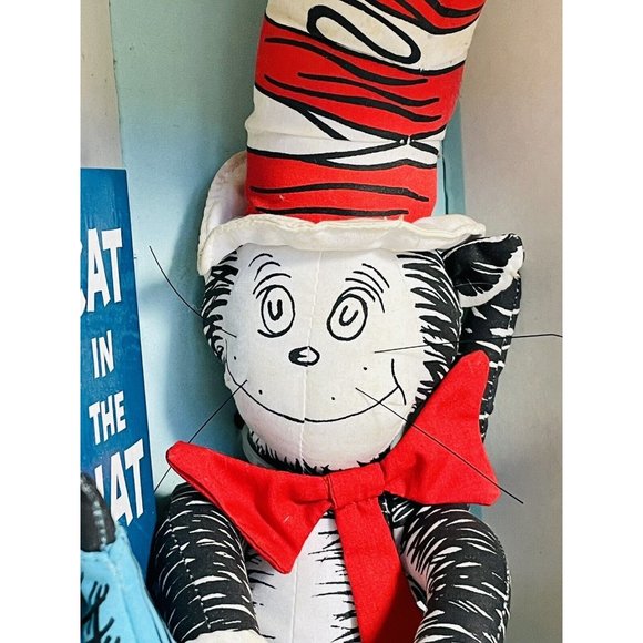 Dr Seuss The Cat in the Hat Cuddly Plush Doll & Collectible Book Box Set Vintage - Picture 4 of 11